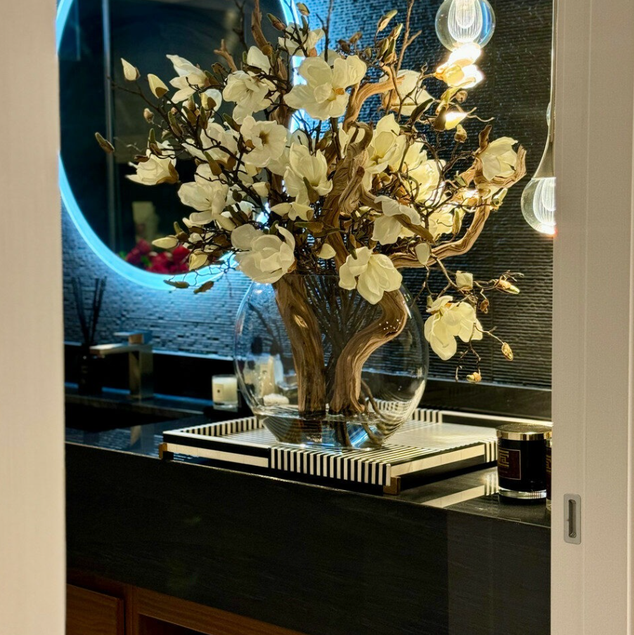 Vaso Moon 41 cm com Magnólias