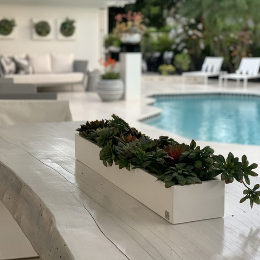 Vaso Balcony em Fibra de Vidro 81 cm com Suculentas