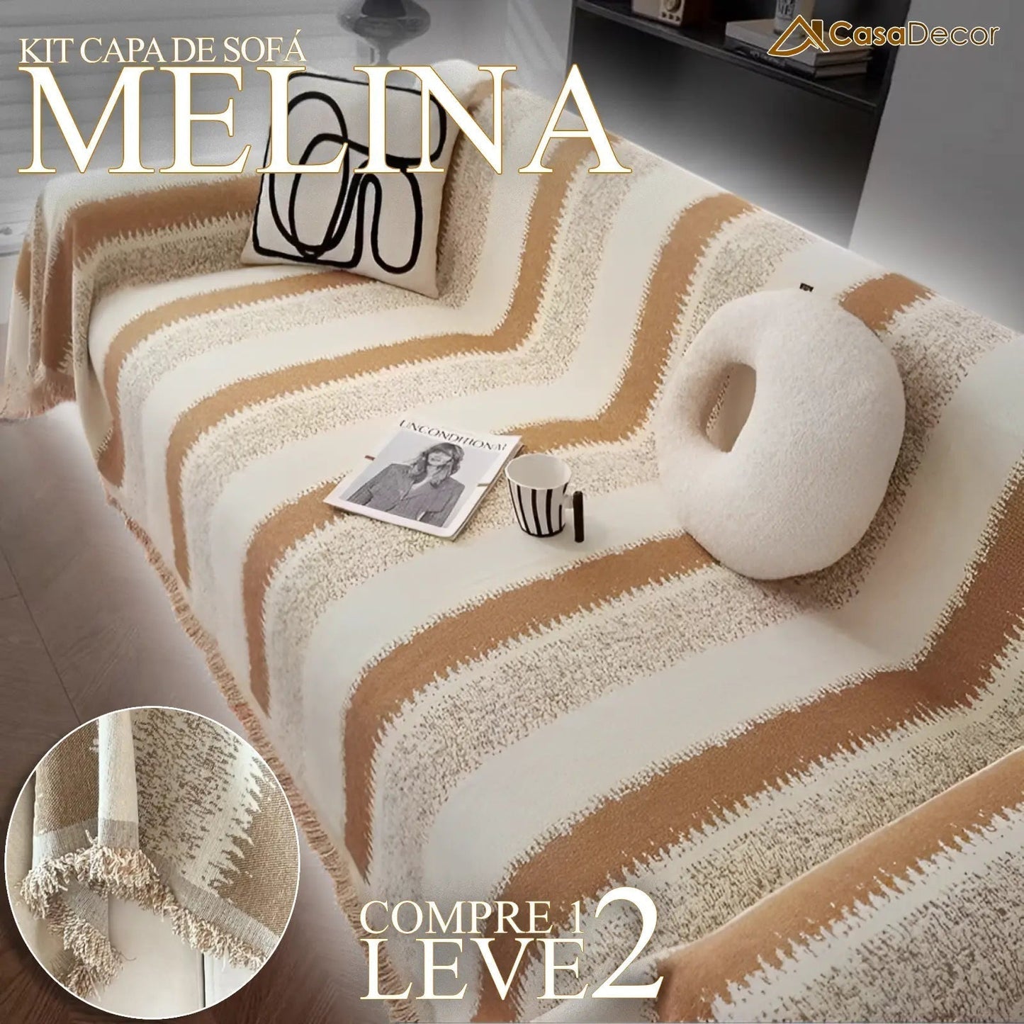 [Pague 1, Leve 2] Capa de Sofá Melina +  2 Fronhas (BRINDE)