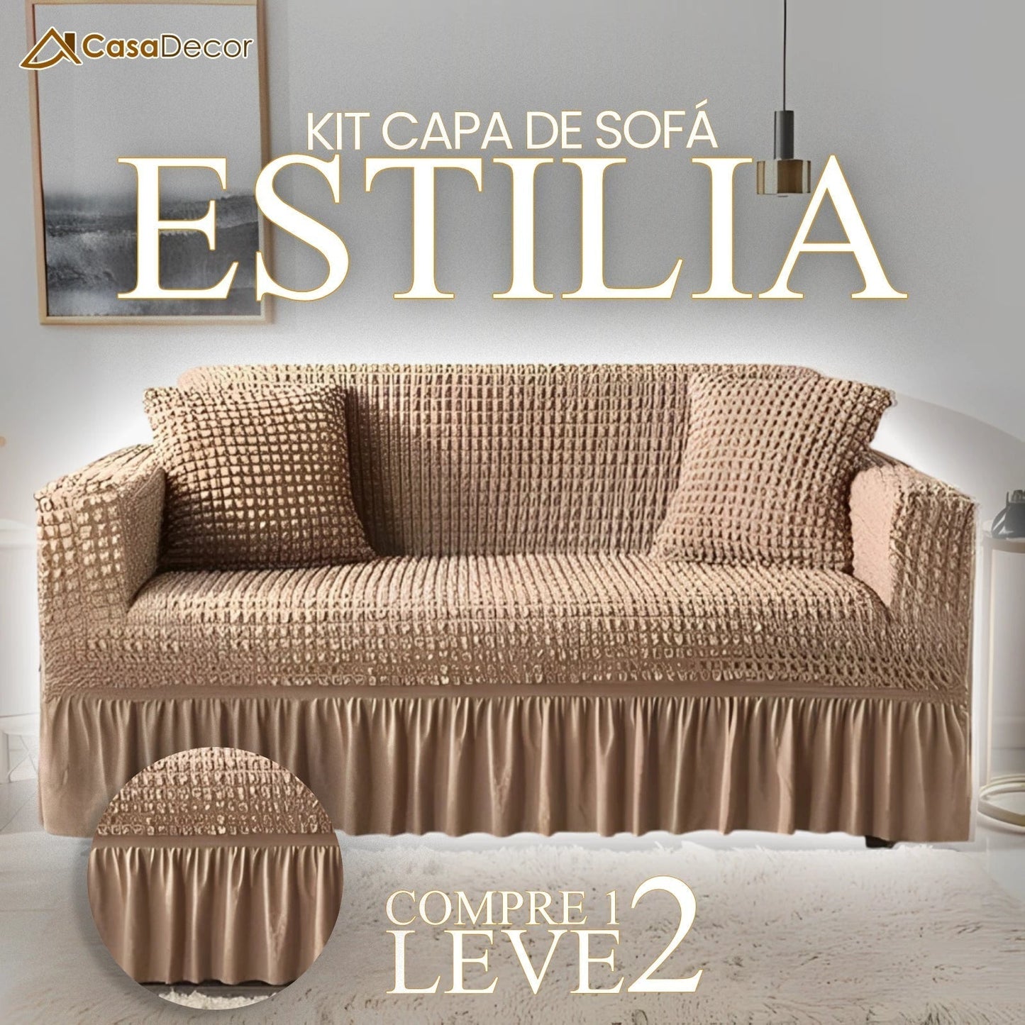 [Pague 1, Leve 2] Capa de Sofá Estilia +  2 Fronhas (BRINDE)