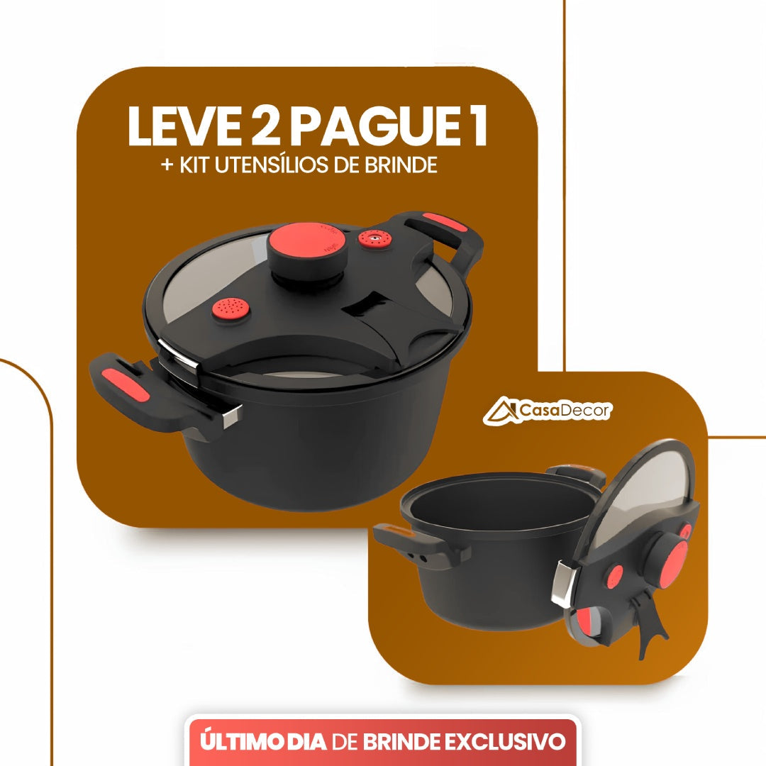 [Leve 2, Pague 1] Panela de Pressão MaxPress Multifunções Cerâmica Alta Performance + BRINDE: Kit Utensílios