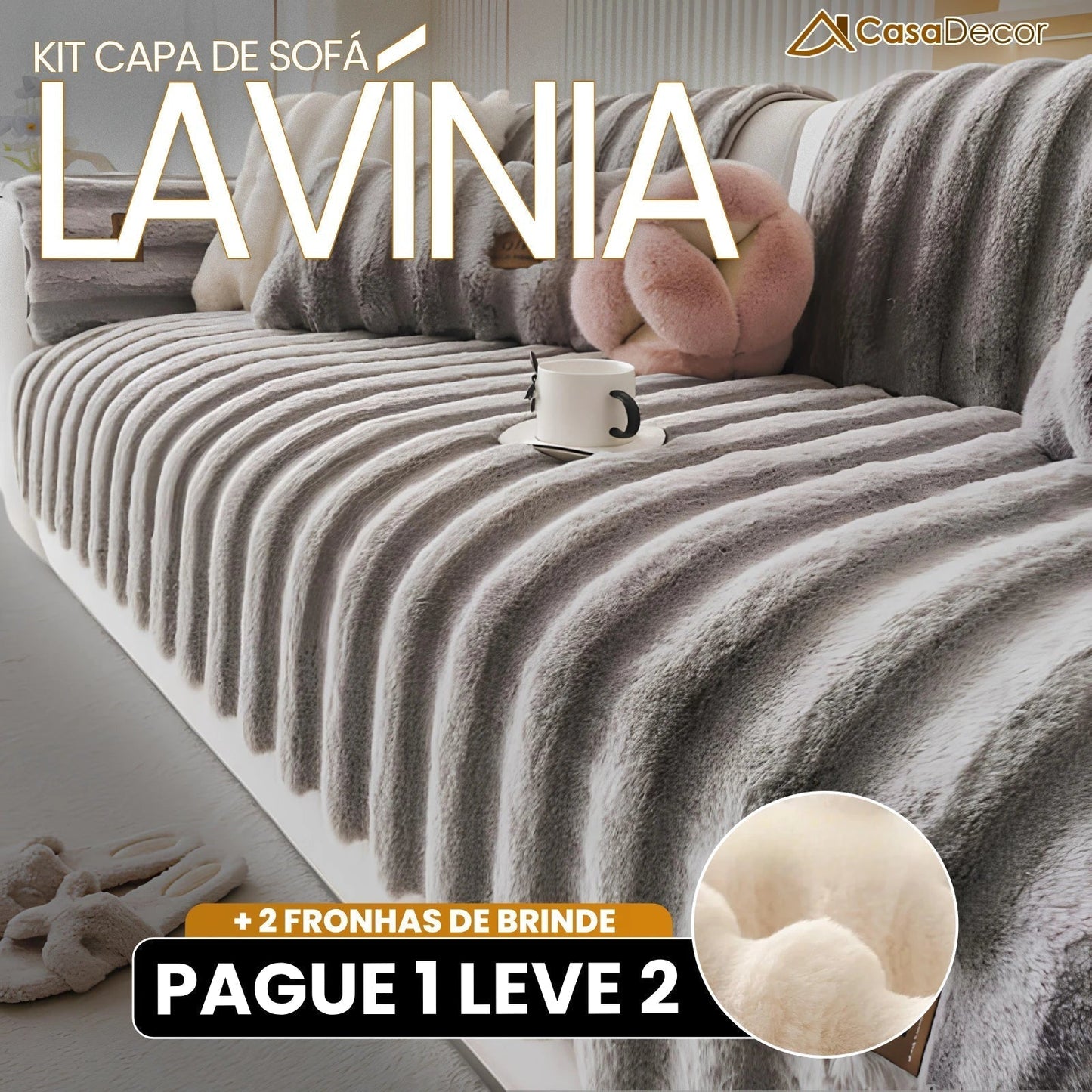[Pague 1, Leve 2] Capa de Sofá Lavínia + 2 Fronhas (BRINDE)