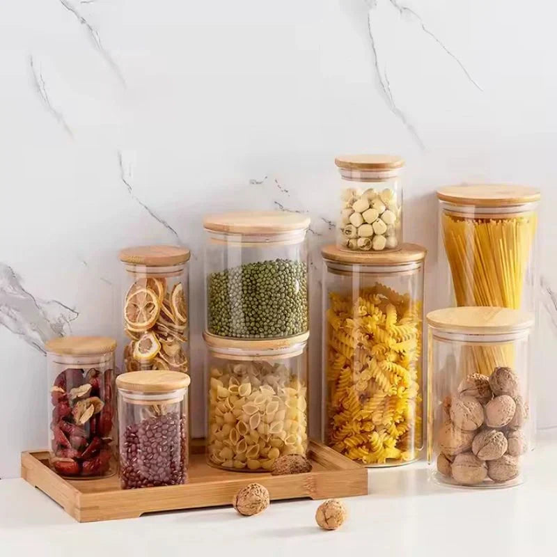 Kit 11 Potes Artesanais com Tampa de Bambu