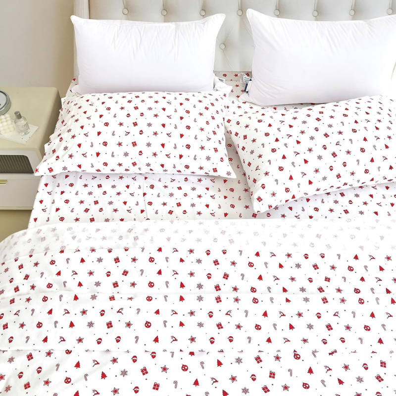 Conjunto de Edredom de Natal em Algodão Egípcio