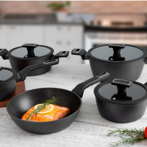 Kit Jogo de Panelas Carbon Inox com Revestimento Antiaderente Cerâmico + BRINDE: Utensílios