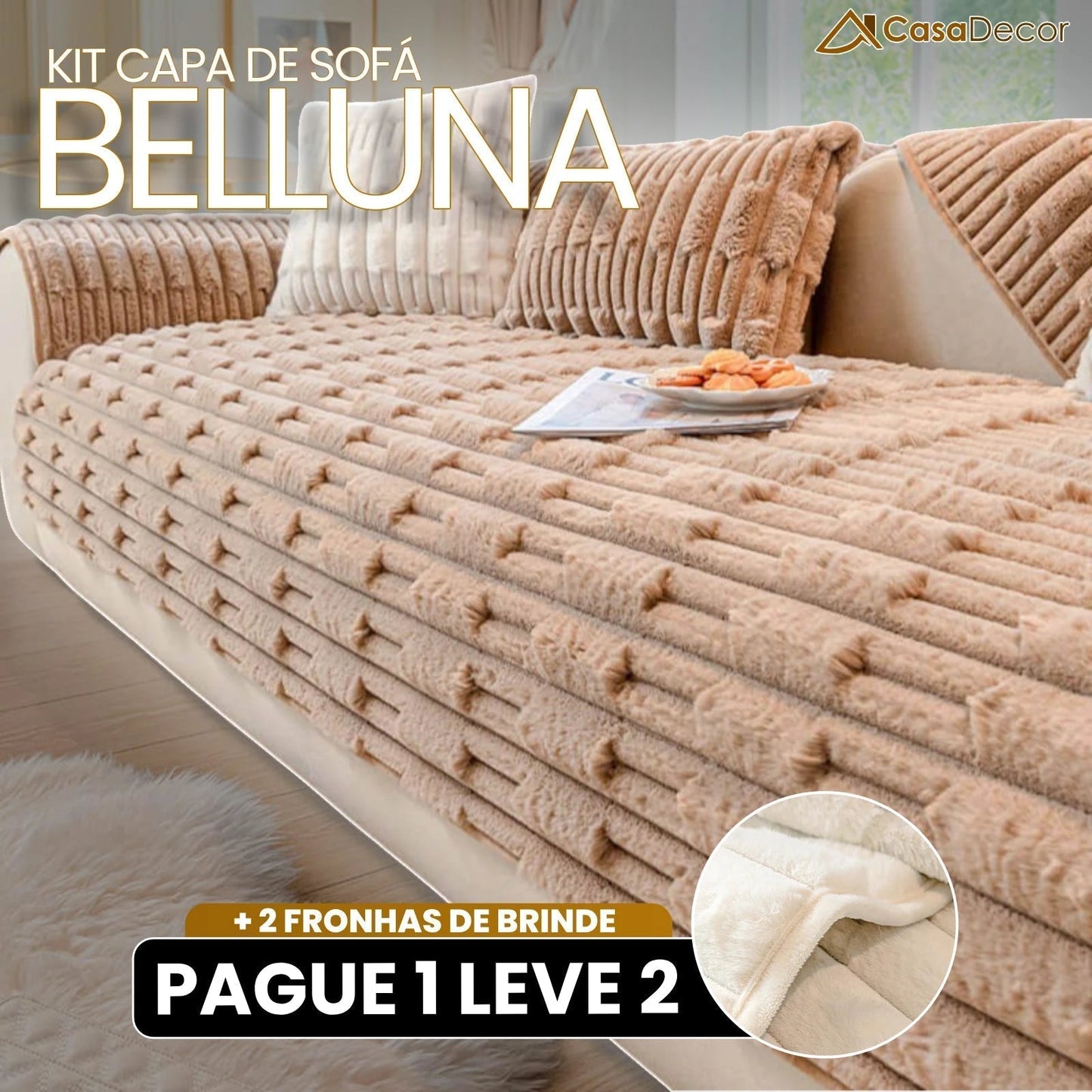 [Pague 1, Leve 2] Capa de Sofá Belluna + 2 Fronhas (BRINDE)