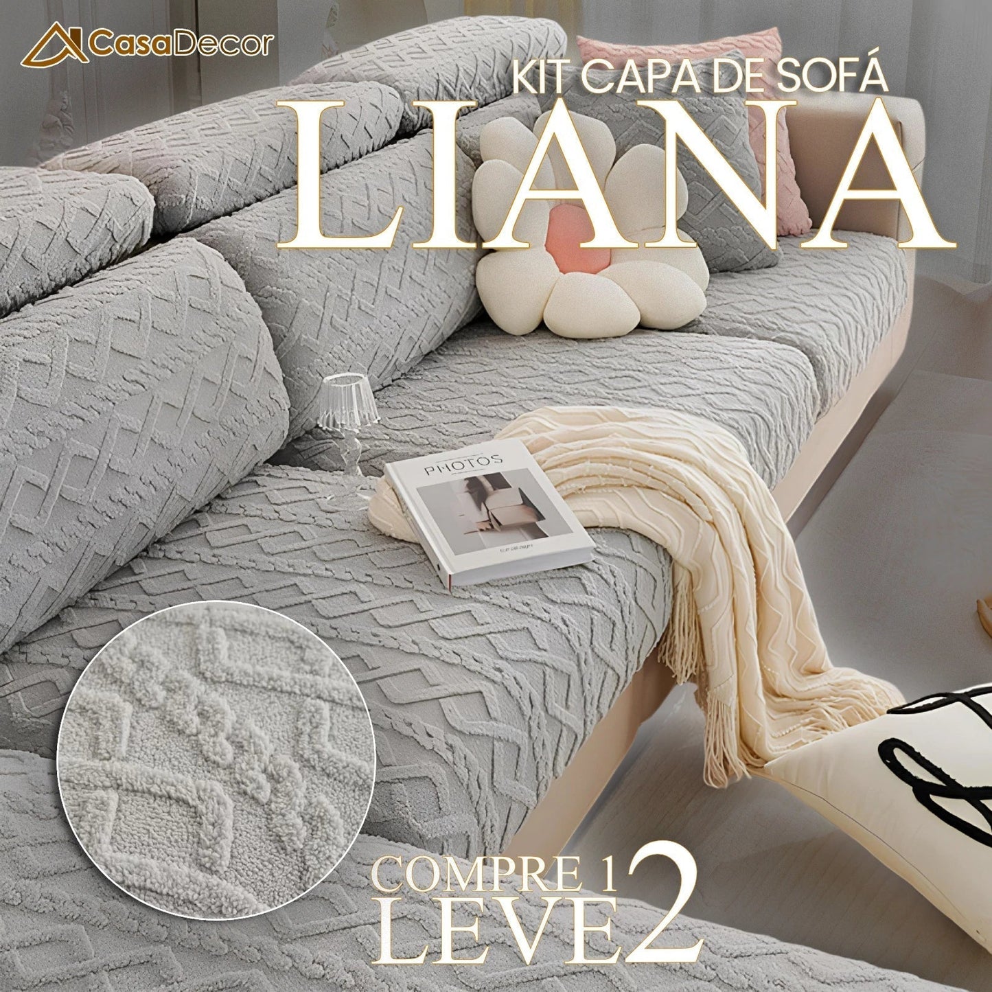 [Pague 1, Leve 2] Capa de Sofá Liana + 2 Almofadas (BRINDE)