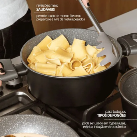 Kit Jogo de Panelas Carbon Inox com Revestimento Antiaderente Cerâmico + BRINDE: Utensílios