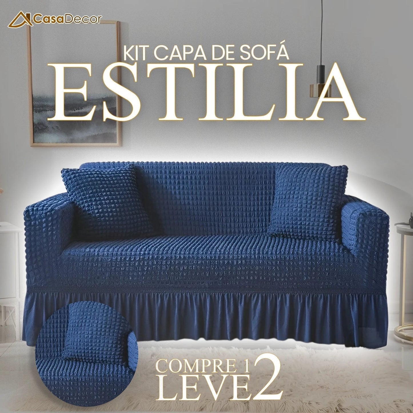 [Pague 1, Leve 2] Capa de Sofá Estilia +  2 Fronhas (BRINDE)