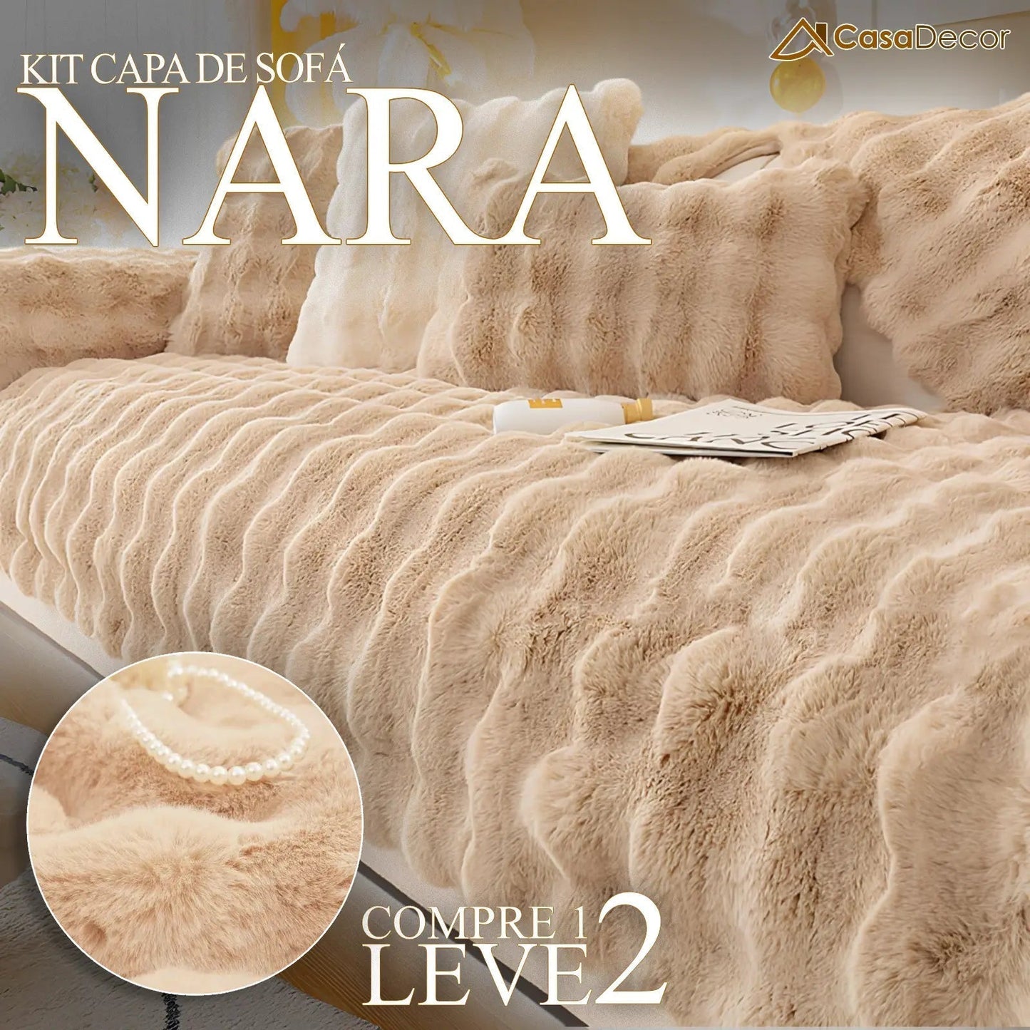 [Pague 1, Leve 2] Capa de Sofá Nara + 2 Almofadas (BRINDE)