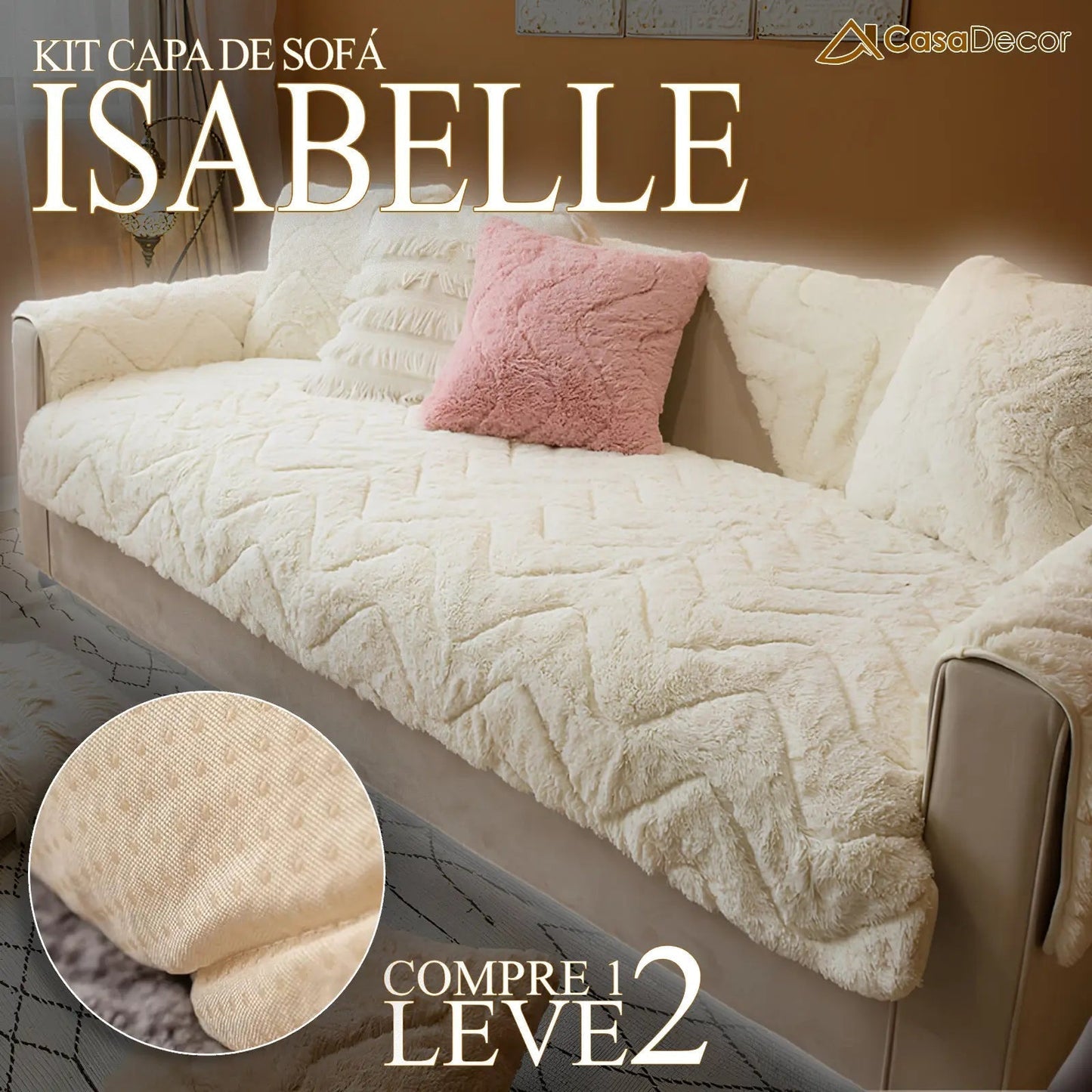 [Pague 1, Leve 2] Capa de Sofá Isabelle + 2 Almofadas (BRINDE)