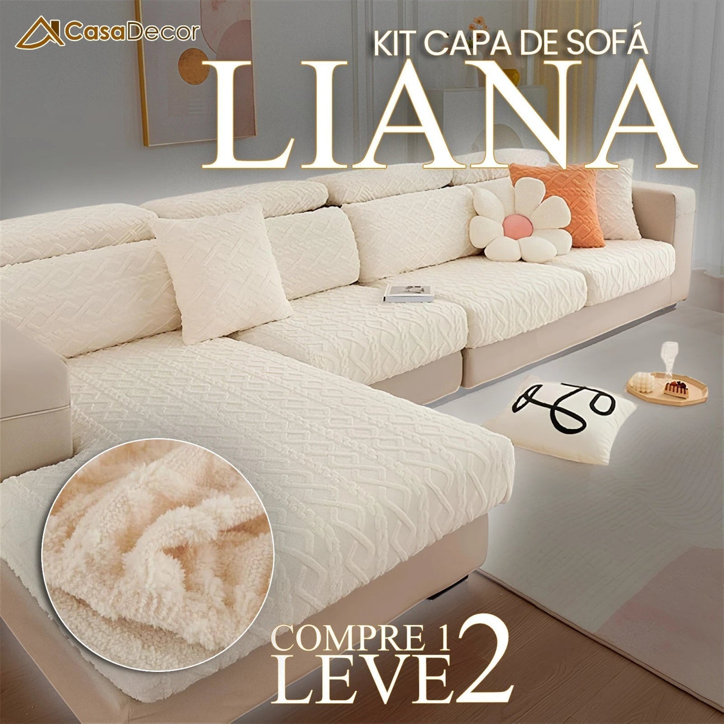 [Pague 1, Leve 2] Capa de Sofá Liana + 2 Almofadas (BRINDE)