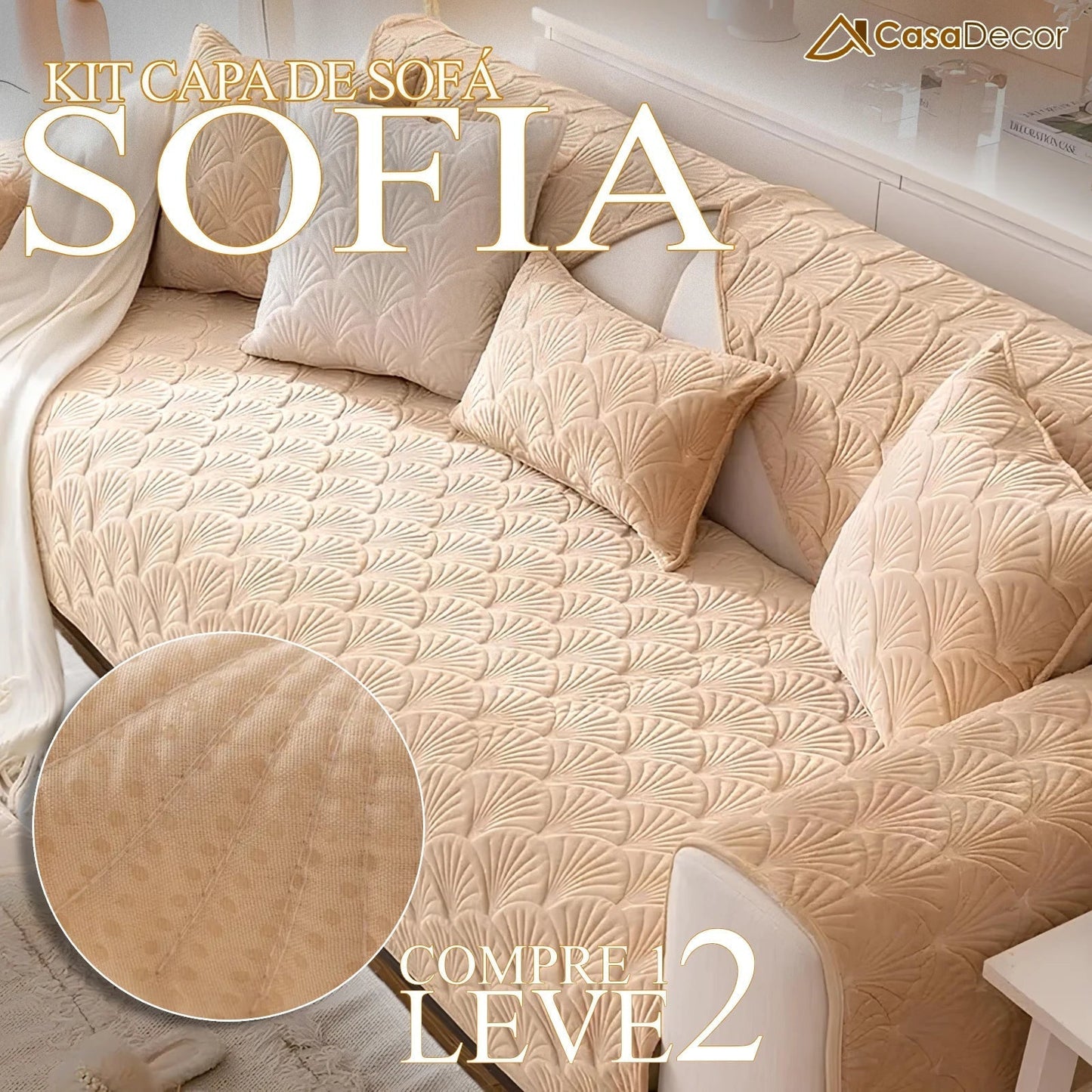 [Pague 1, Leve 2] Capa de Sofá Sofia + 2 Fronhas (BRINDE)