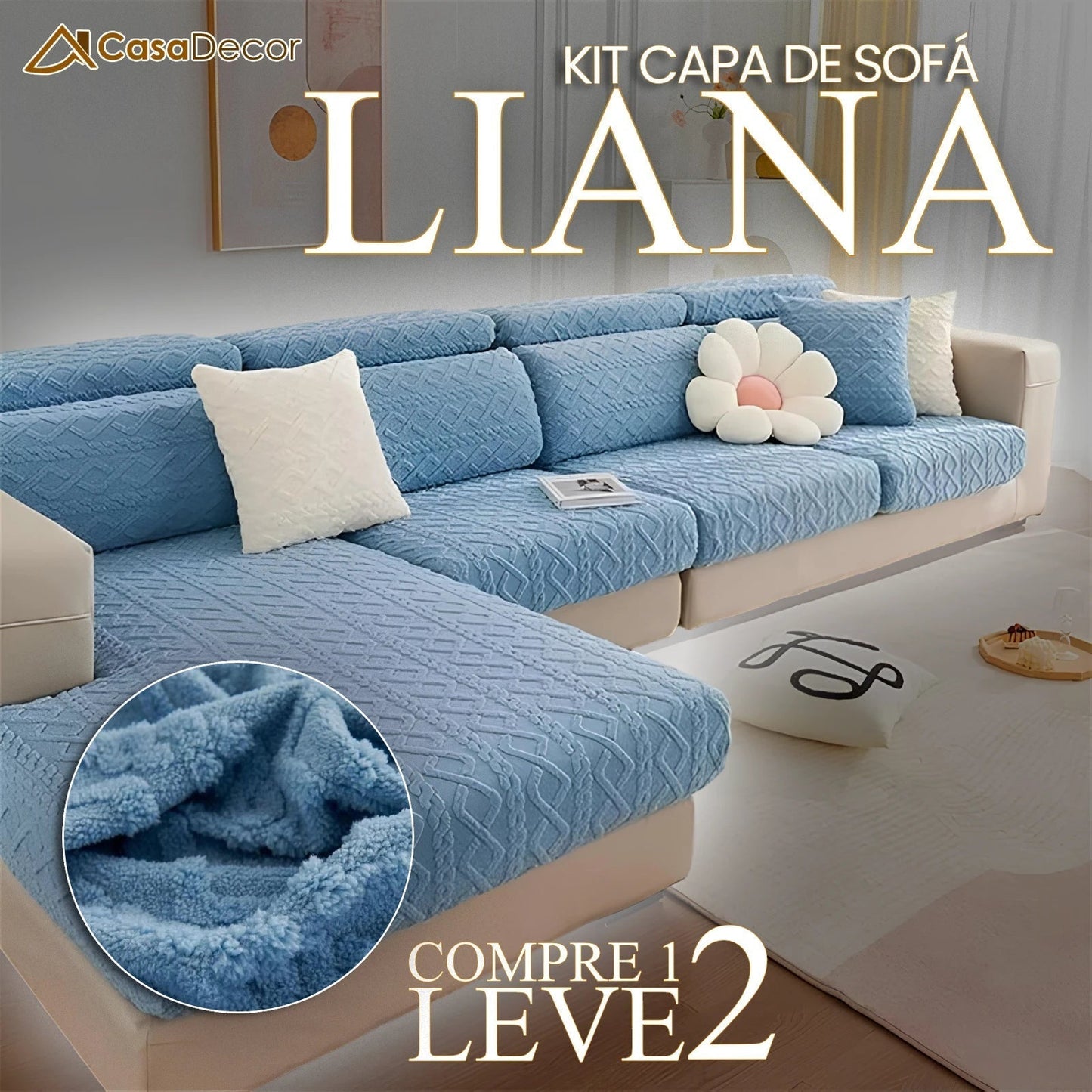 [Pague 1, Leve 2] Capa de Sofá Liana + 2 Almofadas (BRINDE)