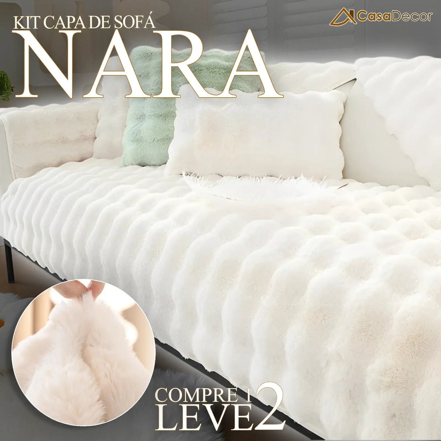 [Pague 1, Leve 2] Capa de Sofá Nara + 2 Almofadas (BRINDE)