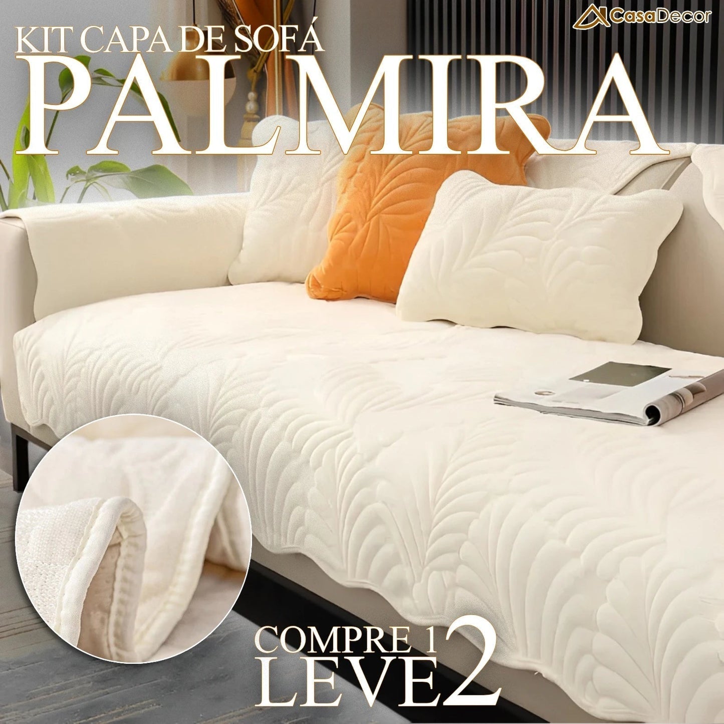 [Pague 1, Leve 2] Capa de Sofá Palmira + 2 Fronhas (BRINDE)