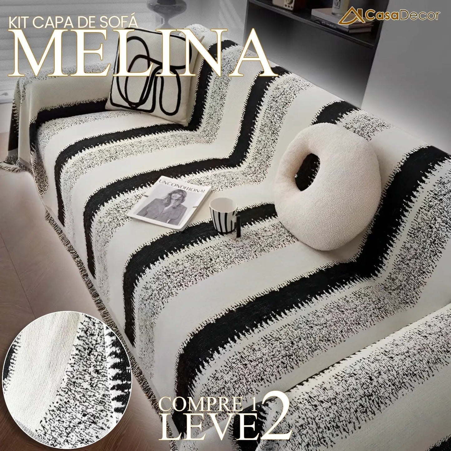 [Pague 1, Leve 2] Capa de Sofá Melina +  2 Fronhas (BRINDE)