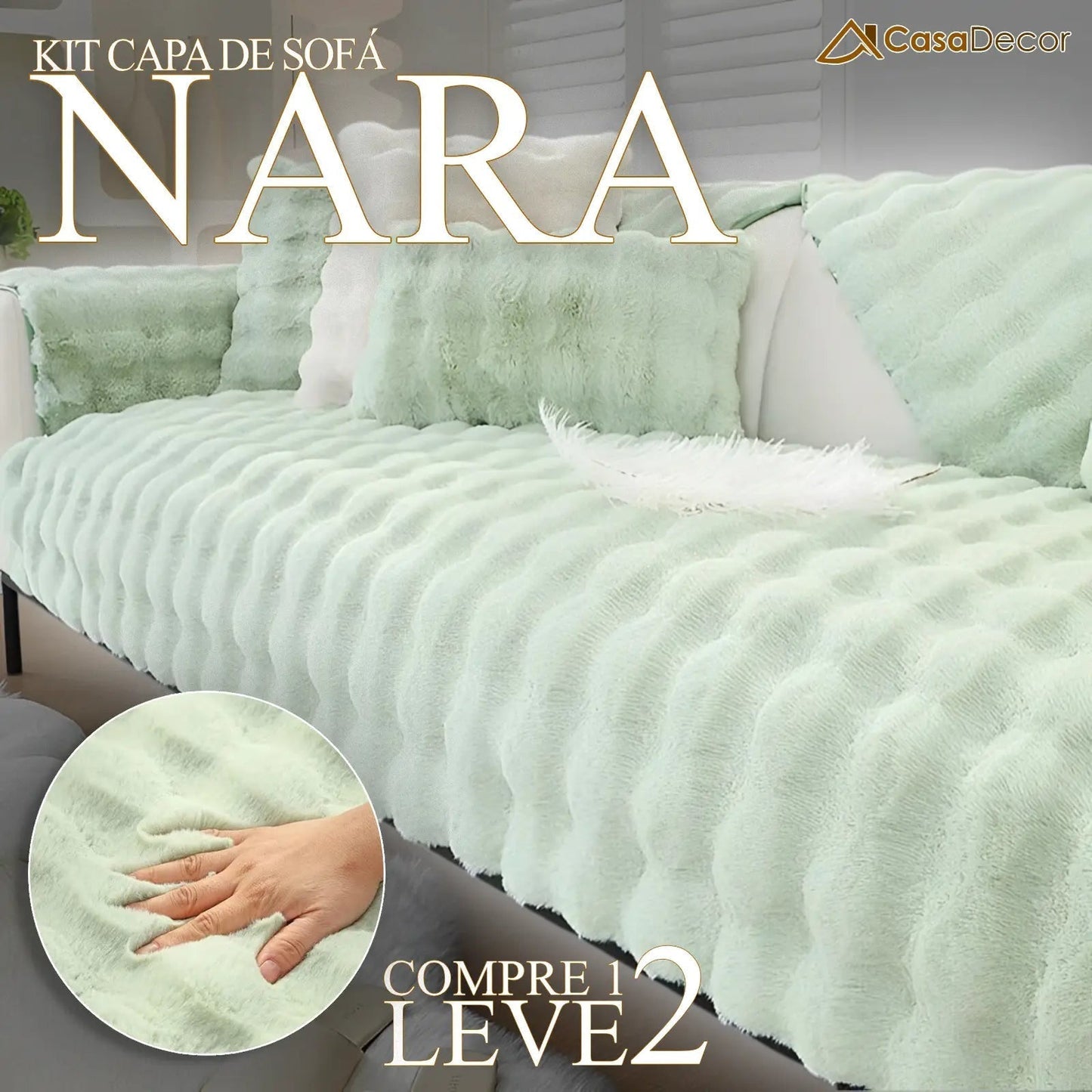 [Pague 1, Leve 2] Capa de Sofá Nara + 2 Almofadas (BRINDE)