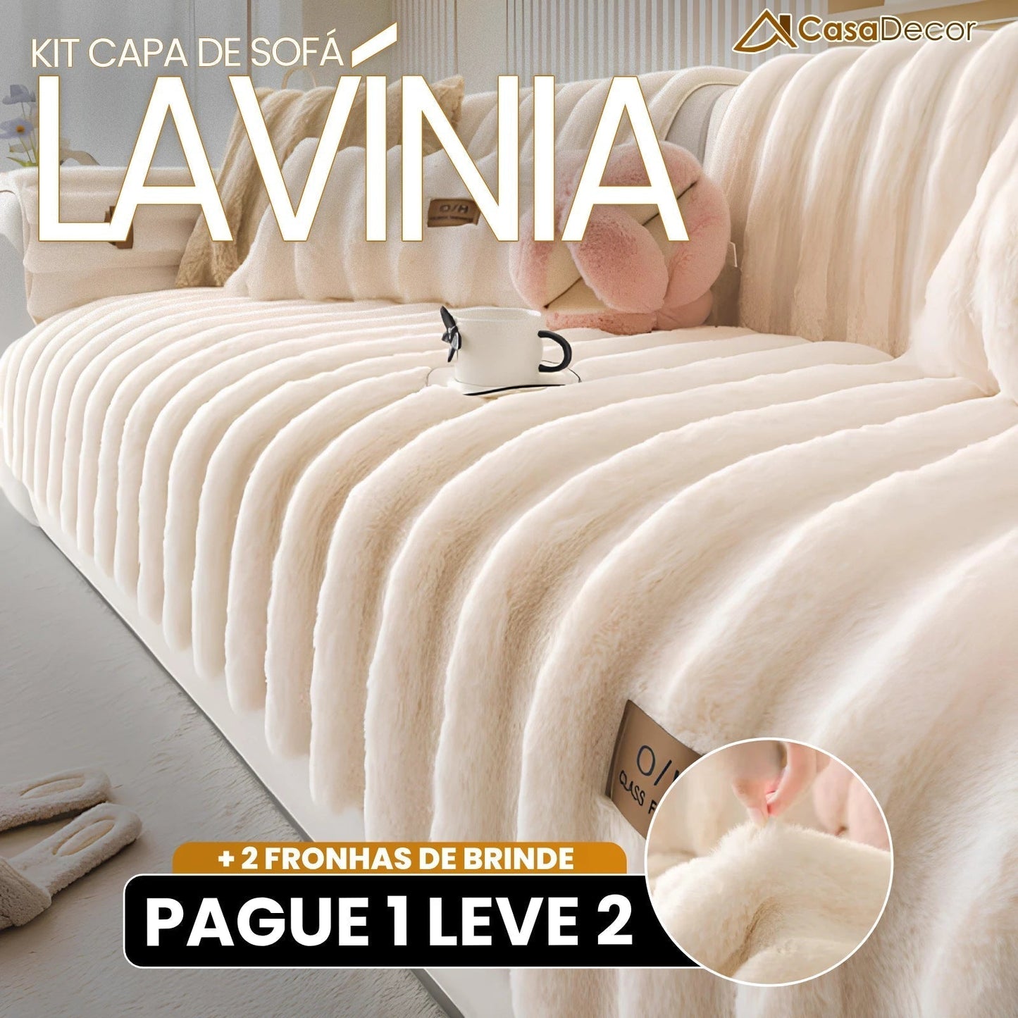 [Pague 1, Leve 2] Capa de Sofá Lavínia + 2 Fronhas (BRINDE)