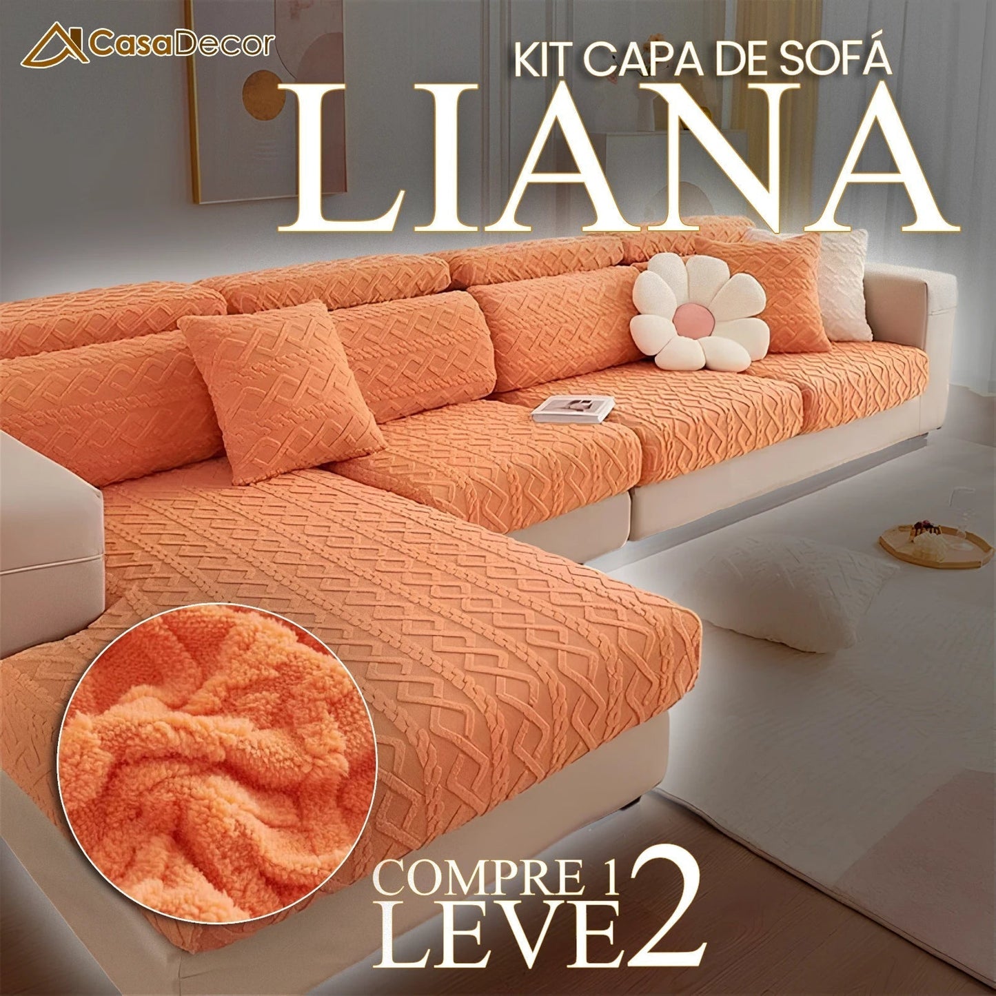 [Pague 1, Leve 2] Capa de Sofá Liana + 2 Almofadas (BRINDE)