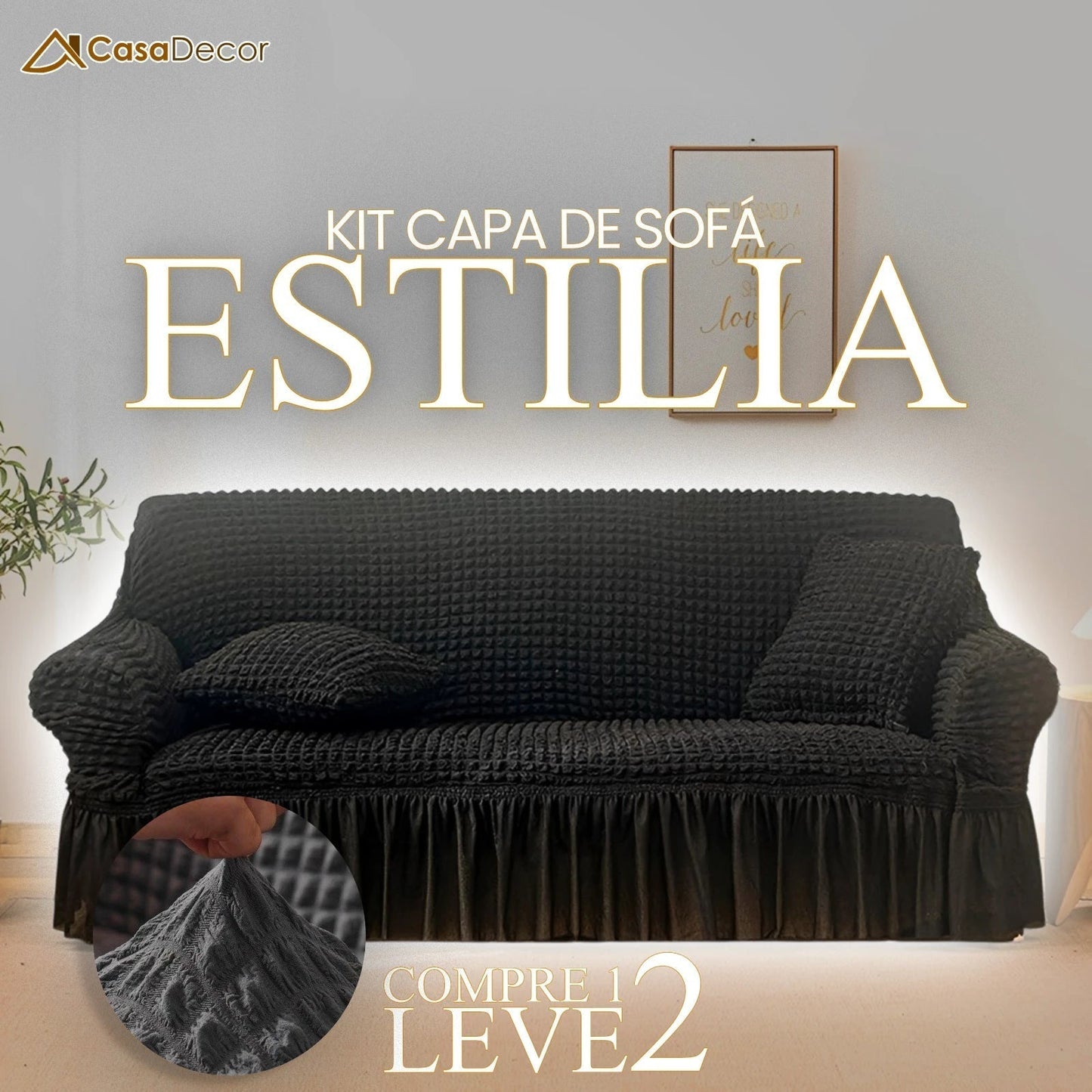 [Pague 1, Leve 2] Capa de Sofá Estilia +  2 Fronhas (BRINDE)