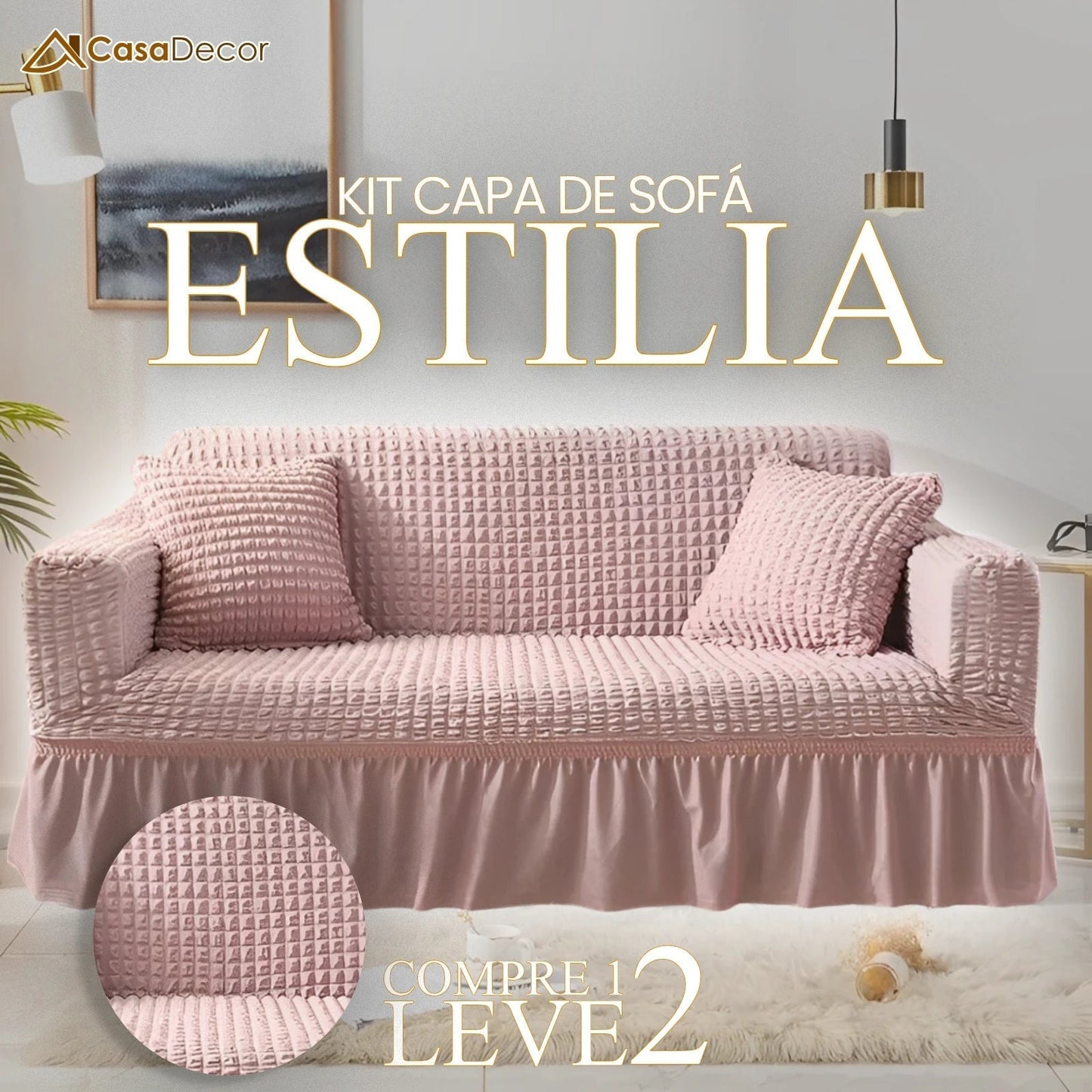 [Pague 1, Leve 2] Capa de Sofá Estilia +  2 Fronhas (BRINDE)