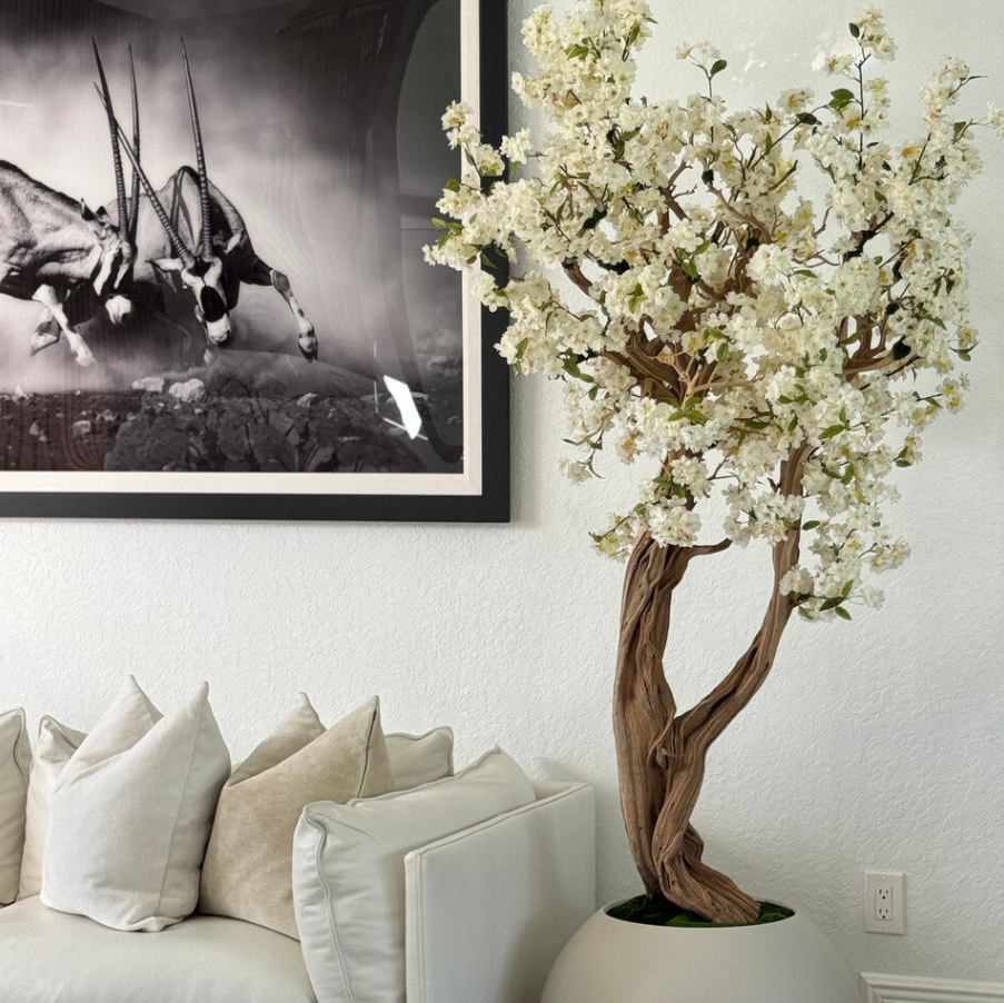 Globo Bege Fosco com Árvore de Cerejeira Sob Medida