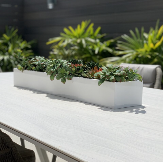 Vaso Balcony em Fibra de Vidro 81 cm com Suculentas