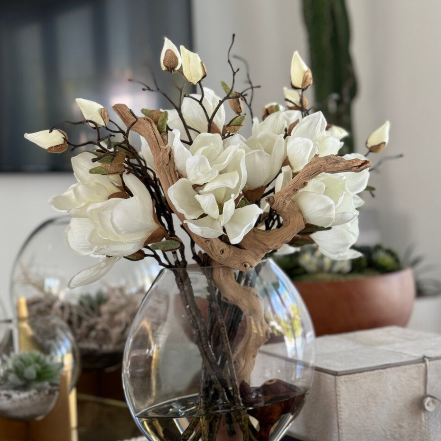 Vaso Moon 25 cm com Magnólias