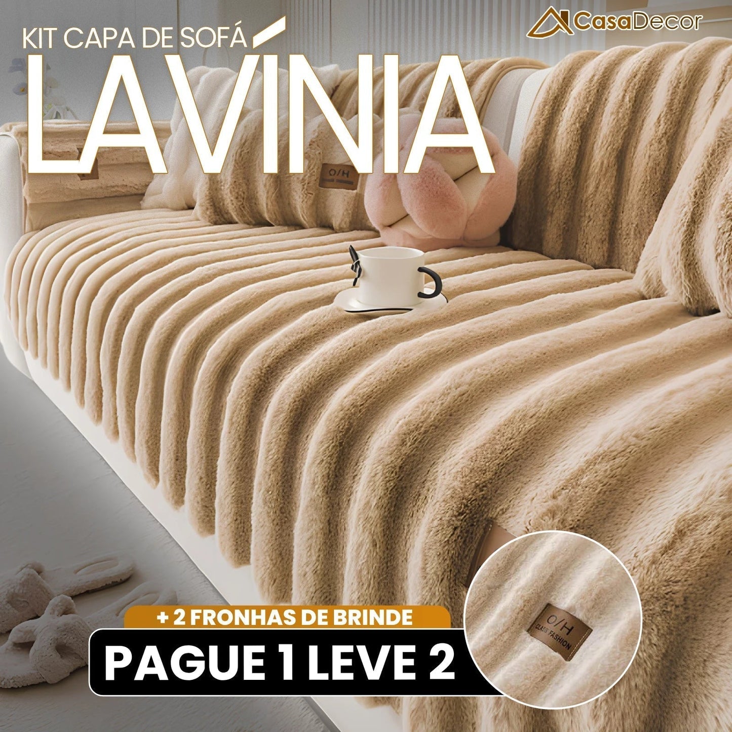 [Pague 1, Leve 2] Capa de Sofá Lavínia + 2 Fronhas (BRINDE)