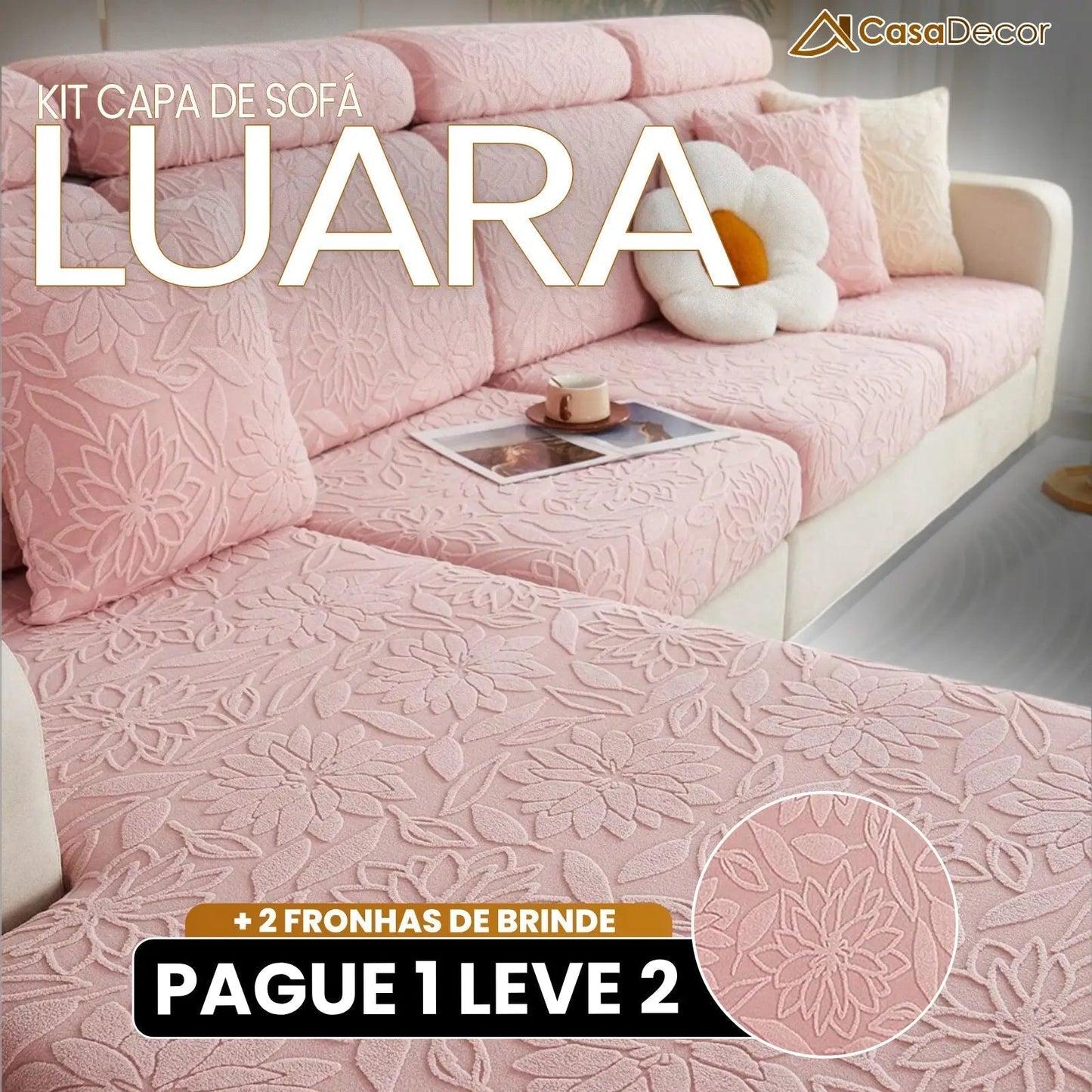 [Pague 1, Leve 2] Capa de Sofá Luara + 2 Fronhas (BRINDE)