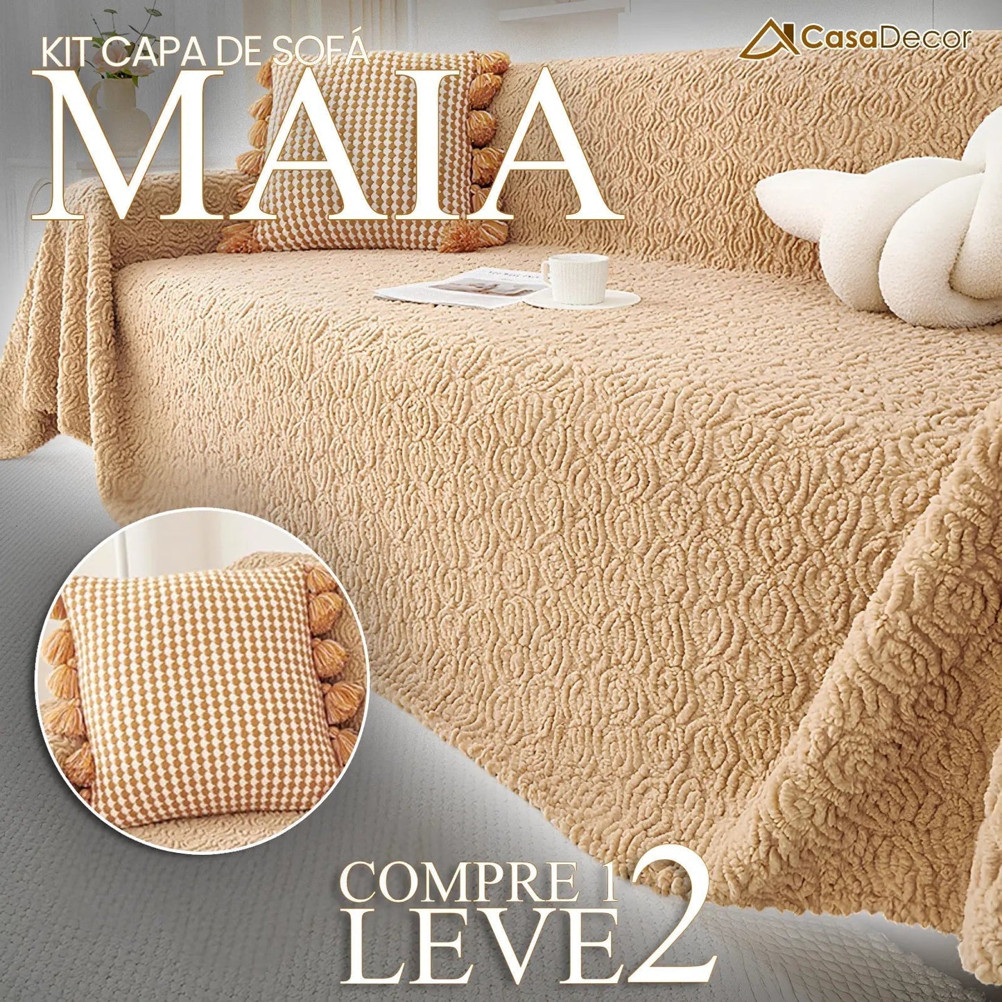 [Pague 1, Leve 2] Capa de Sofá Maia + 2 Fronhas (BRINDE)