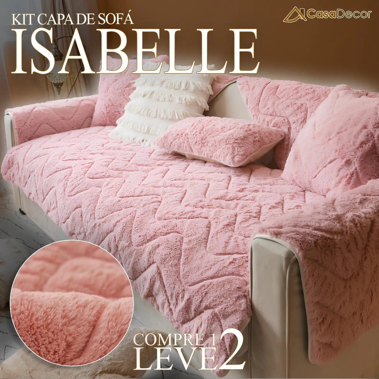[Pague 1, Leve 2] Capa de Sofá Isabelle + 2 Almofadas (BRINDE)