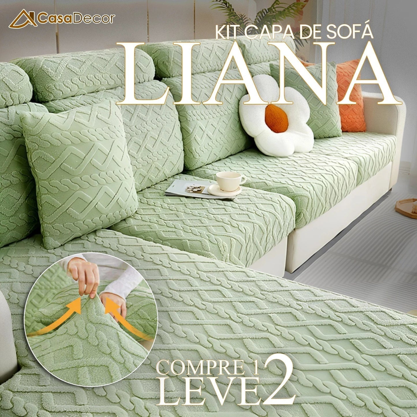 [Pague 1, Leve 2] Capa de Sofá Liana + 2 Almofadas (BRINDE)