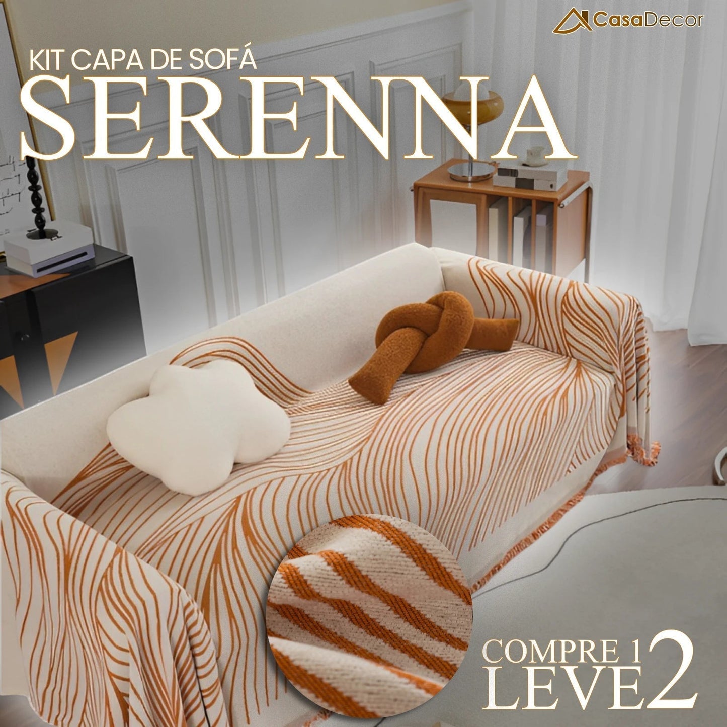 [Pague 1, Leve 2] Capa de Sofá Serenna + 2 Fronhas (BRINDE)