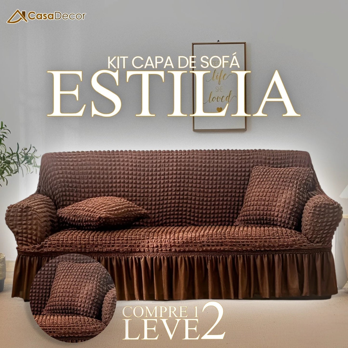 [Pague 1, Leve 2] Capa de Sofá Estilia +  2 Fronhas (BRINDE)